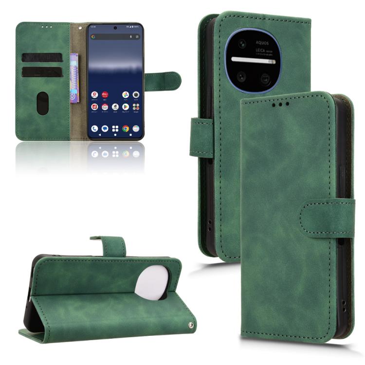 Green flip leather phone case with magnetic closure and viewing stand