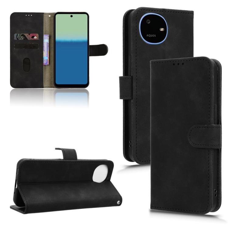 Black magnetic flip leather phone case with front camera cutout and stand cover