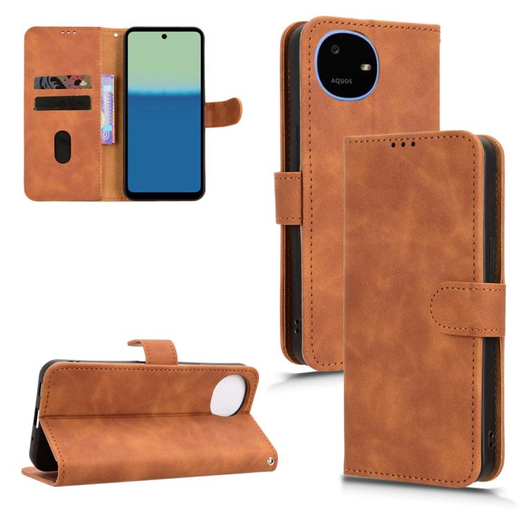Brown magnetic flip leather phone case with front camera cutout and inner card holder