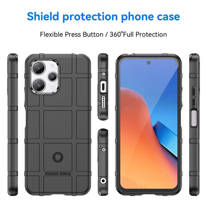 Black shockproof TPU phone case with side buttons and raised edges for screen protection