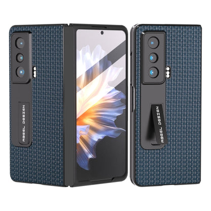 Royal blue genuine leather phone case with built-in holder and kickstand