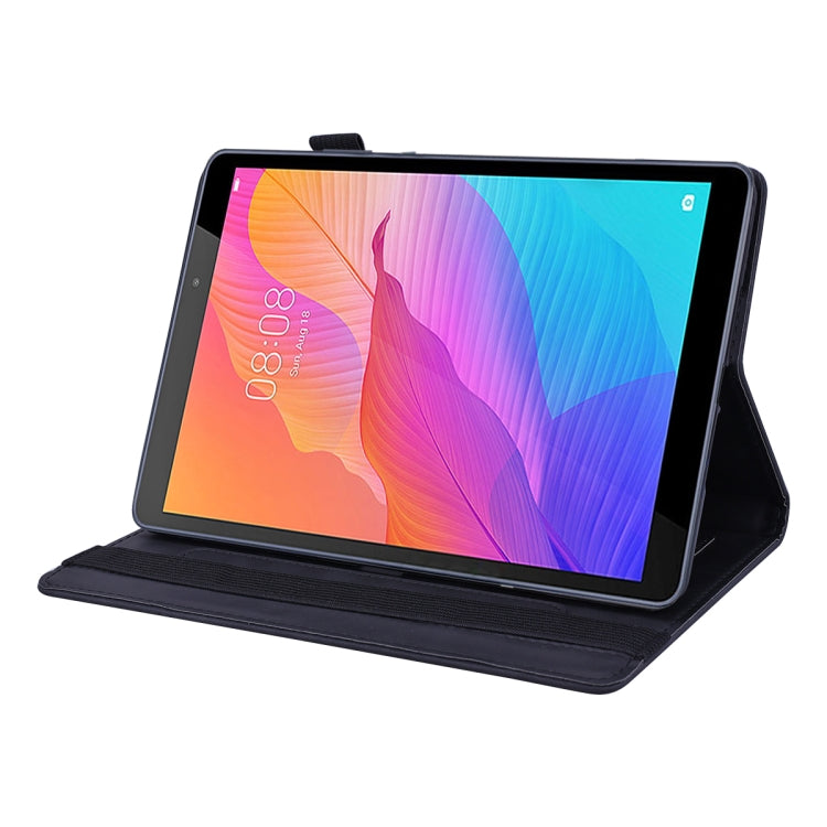 Embossed leather tablet case with stand, black, for landscape viewing