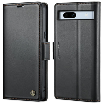 Black leather flip phone case with buckle strap and horizontal camera window