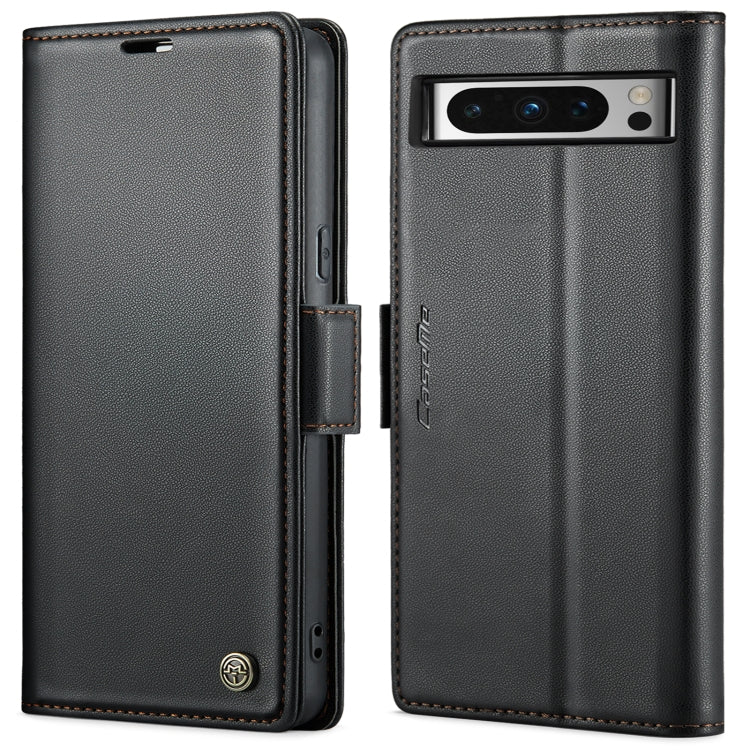 Dark gray leather flip phone case with magnetic strap and camera window