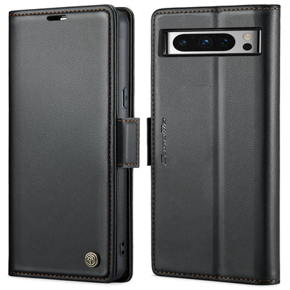 Dark gray leather flip phone case with magnetic strap and camera window