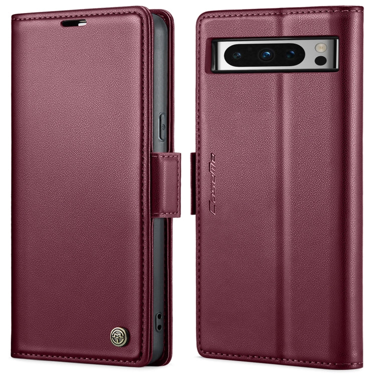 Wine purple leather flip phone case with magnetic strap and camera window