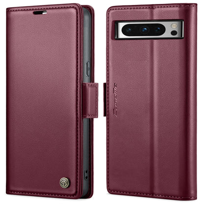 Wine purple leather flip phone case with magnetic strap and camera window