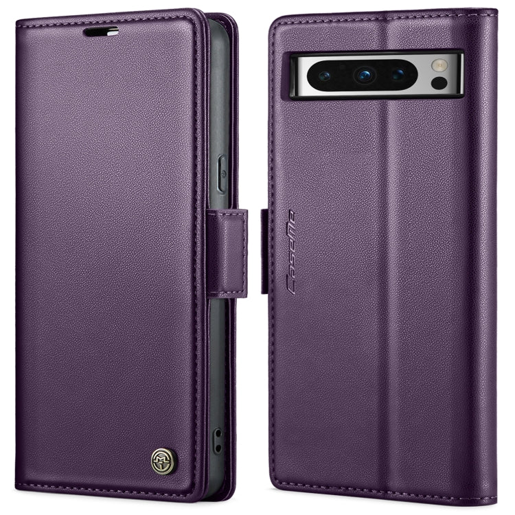 Lavender purple leather flip phone case with magnetic strap and camera window