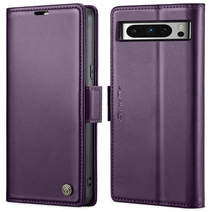 Lavender purple leather flip phone case with magnetic strap and camera window