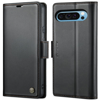 Black litchi-texture leather flip phone case with butterfly buckle strap and camera cutout
