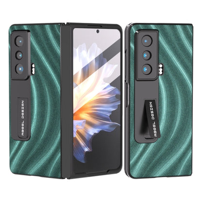 Rugged protective phone case with holder, green textured finish for folding phone