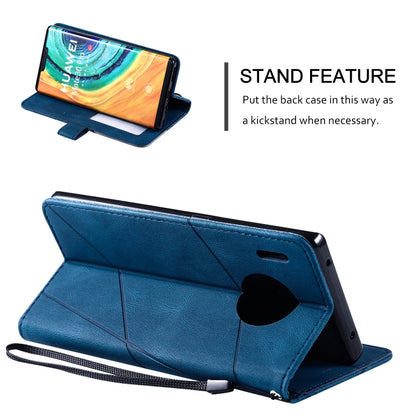 Blue leather flip wallet case with built-in kickstand viewing angle