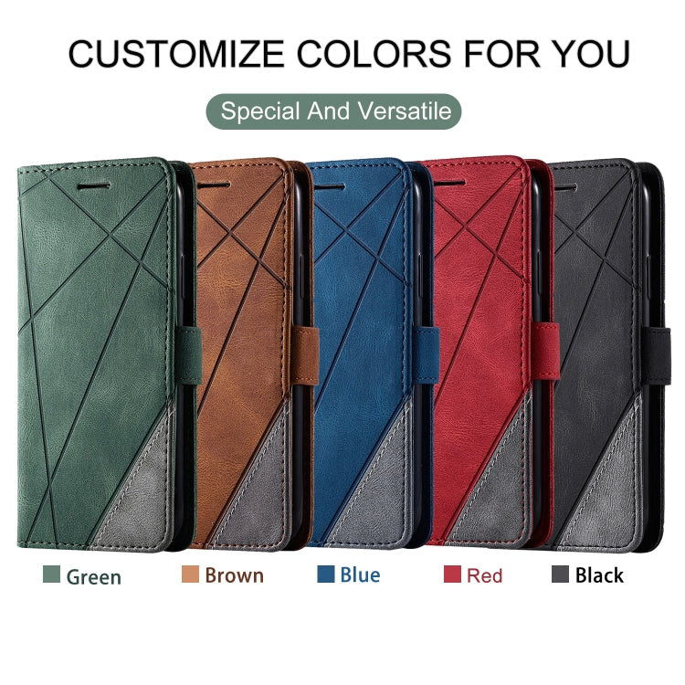 Leather flip phone case assortment in green, brown, blue, red, and black