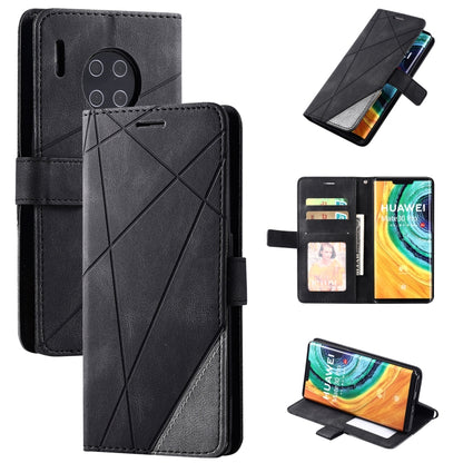 Leather flip phone case with card slots and photo frame, black, wallet-style interior