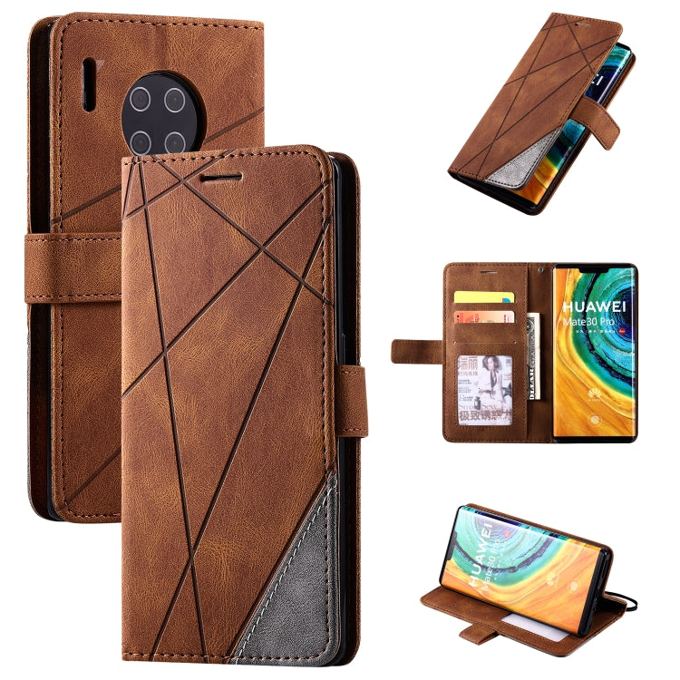 Leather flip phone case with card slots and photo frame, brown, wallet-style interior