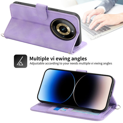 Lavender faux leather wallet phone case with embossed floral design and camera cutout