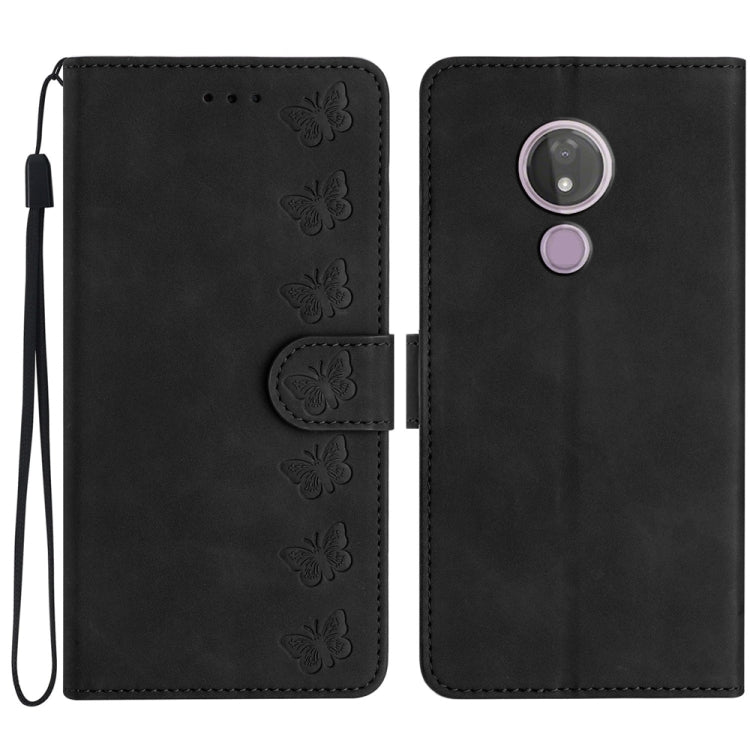 Embossed leather phone case with butterfly pattern, magnetic flip, camera cutout
