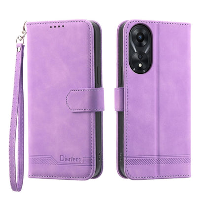 Lavender folio phone case with wrist strap, front flap, and dual-camera cutout