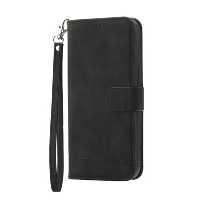 Black folio phone case with wrist strap and magnetic flap, TPU inner shell.