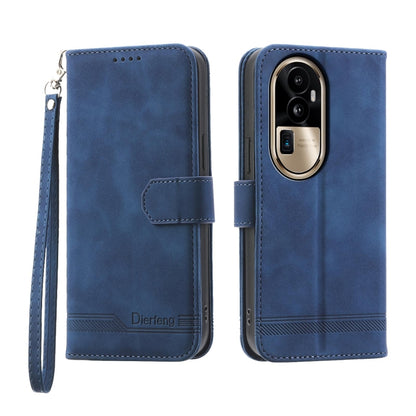 Blue folio phone case with PU leather look, TPU camera cutout, wrist strap.