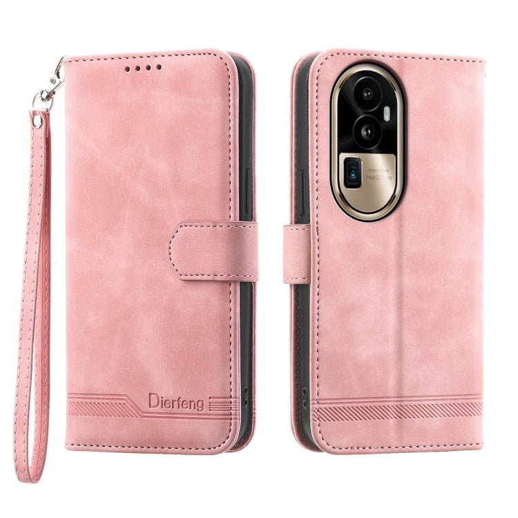 Pink folio phone case with PU leather look, TPU camera cutout, wrist strap.