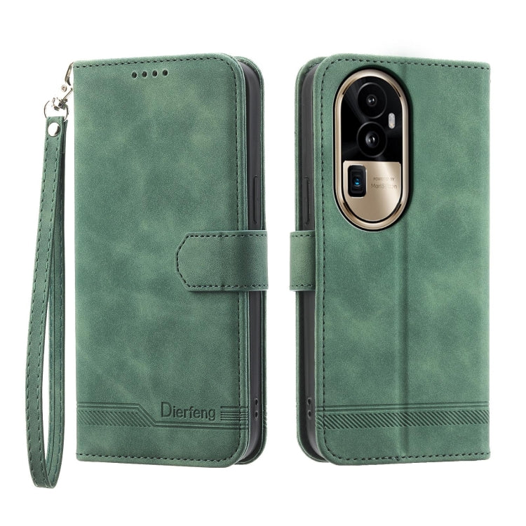 Green folio phone case with PU leather look, TPU camera cutout, wrist strap.