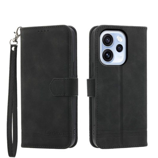 Black folio-style phone case with wrist strap and magnetic flap