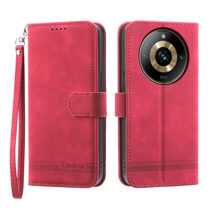 Red folio phone case with wrist strap and ringed camera opening