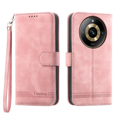 Pink folio TPU hybrid leather phone case with wrist strap and camera cutout