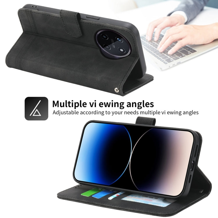 Black folio wallet phone case with adjustable stand for portrait viewing and camera cutout.