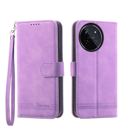 Purple folio phone case with wrist strap, magnetic flap, and camera cutout