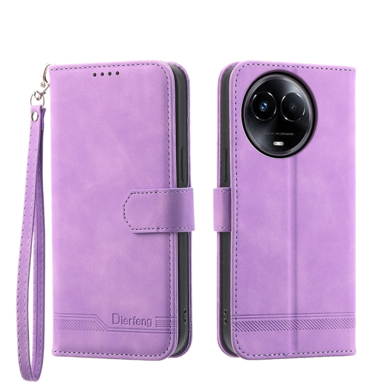 Purple folio phone case with wrist strap and ringed camera opening