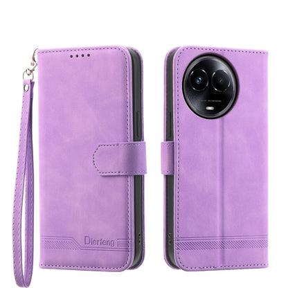 Purple folio phone case with wrist strap and ringed camera opening