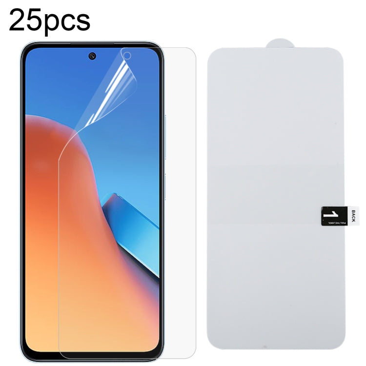 Full screen hydrogel screen protector film set, with phone display coverage (25-pack)