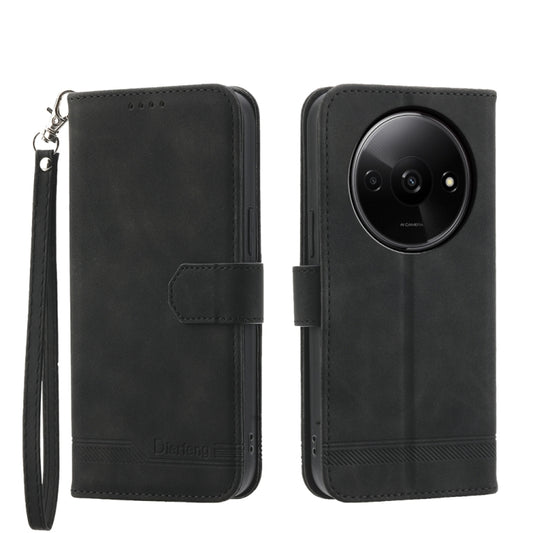 Dierfeng Dream Line black folio phone case with wrist strap and camera cutout