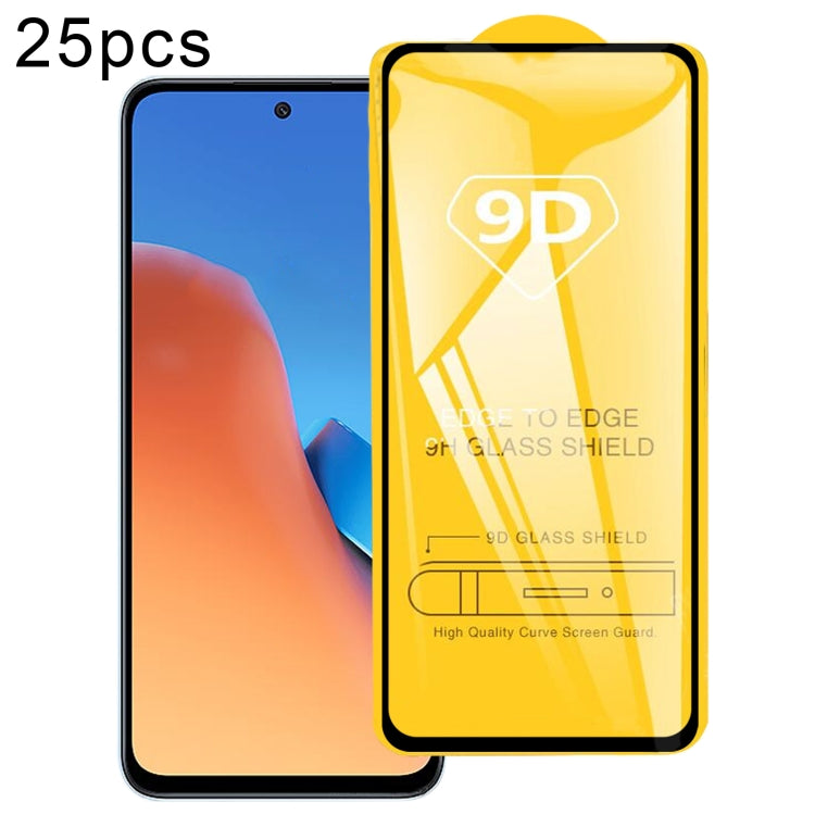 9D tempered glass screen protector film set (25-pack), curved edge, full-glue