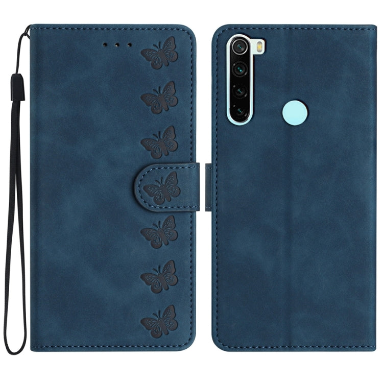 Blue embossed butterfly folio phone case for Redmi Note 8T