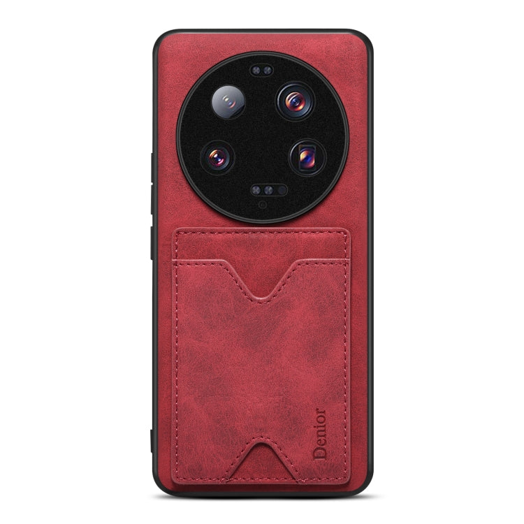 Red PU phone case with card slot for Xiaomi 13 Ultra, camera cutouts