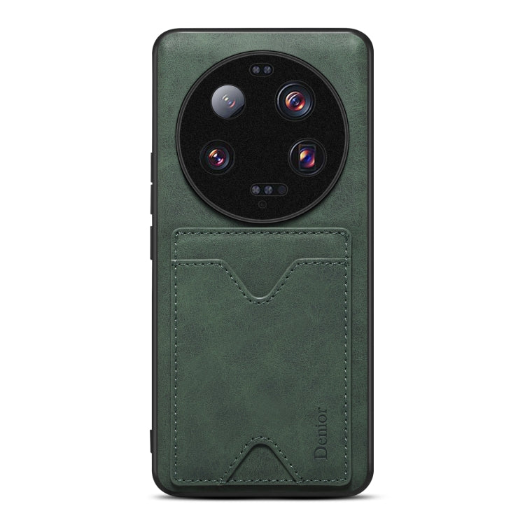 Green PU phone case with card slot for Xiaomi 13 Ultra, camera cutouts