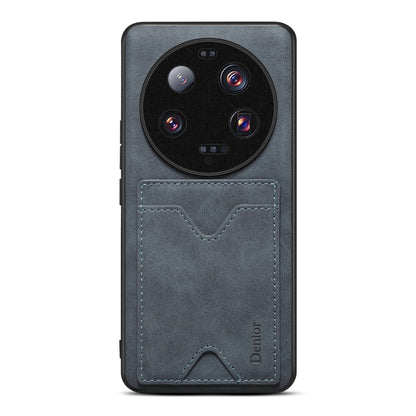 Grey PU phone case with card slot for Xiaomi 13 Ultra, camera cutouts