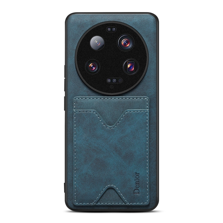 Blue PU phone case with card slot for Xiaomi 13 Ultra, camera cutouts