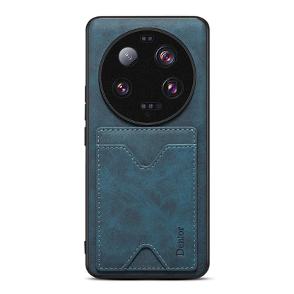 Blue PU phone case with card slot for Xiaomi 13 Ultra, camera cutouts