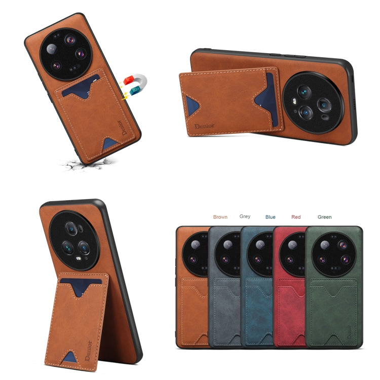 Brown PU phone case with card slot and flip-style back for Xiaomi 13 Ultra