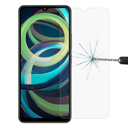 Tempered glass screen protector with rounded edges on phone, crack test example