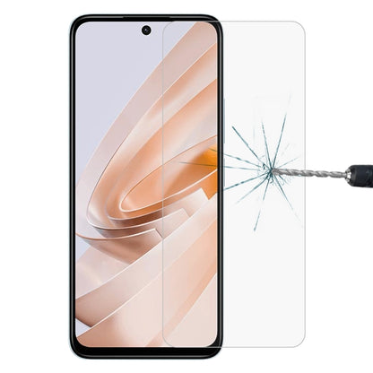 Clear tempered glass screen protector placed on phone, crack test example