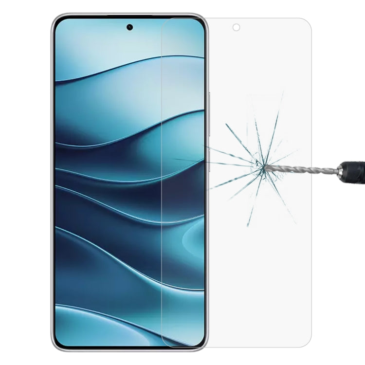 0.26mm 9H 2.5D tempered glass screen protector film on phone display, cracked
