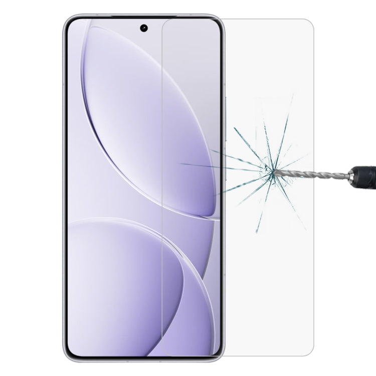2.5D tempered glass screen protector film on phone display, impact crack visible