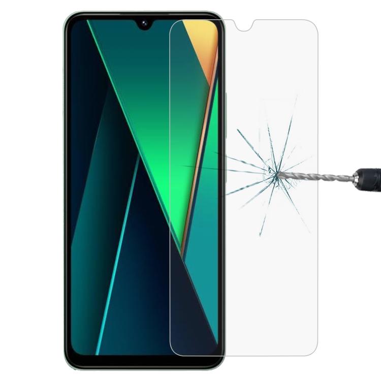 0.26mm 9H 2.5D tempered glass screen protector film on phone display, cracked
