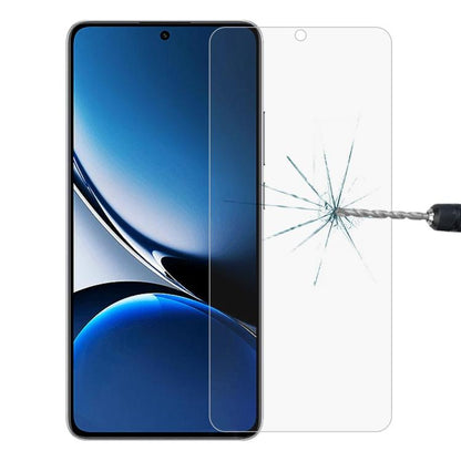 0.26mm 9H 2.5D tempered glass screen protector film on phone display, impact-cracked