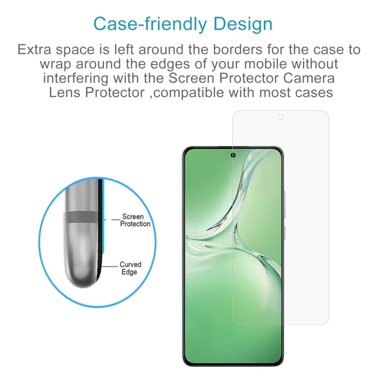 Tempered glass screen protector showing thin curved edge fit for phone case